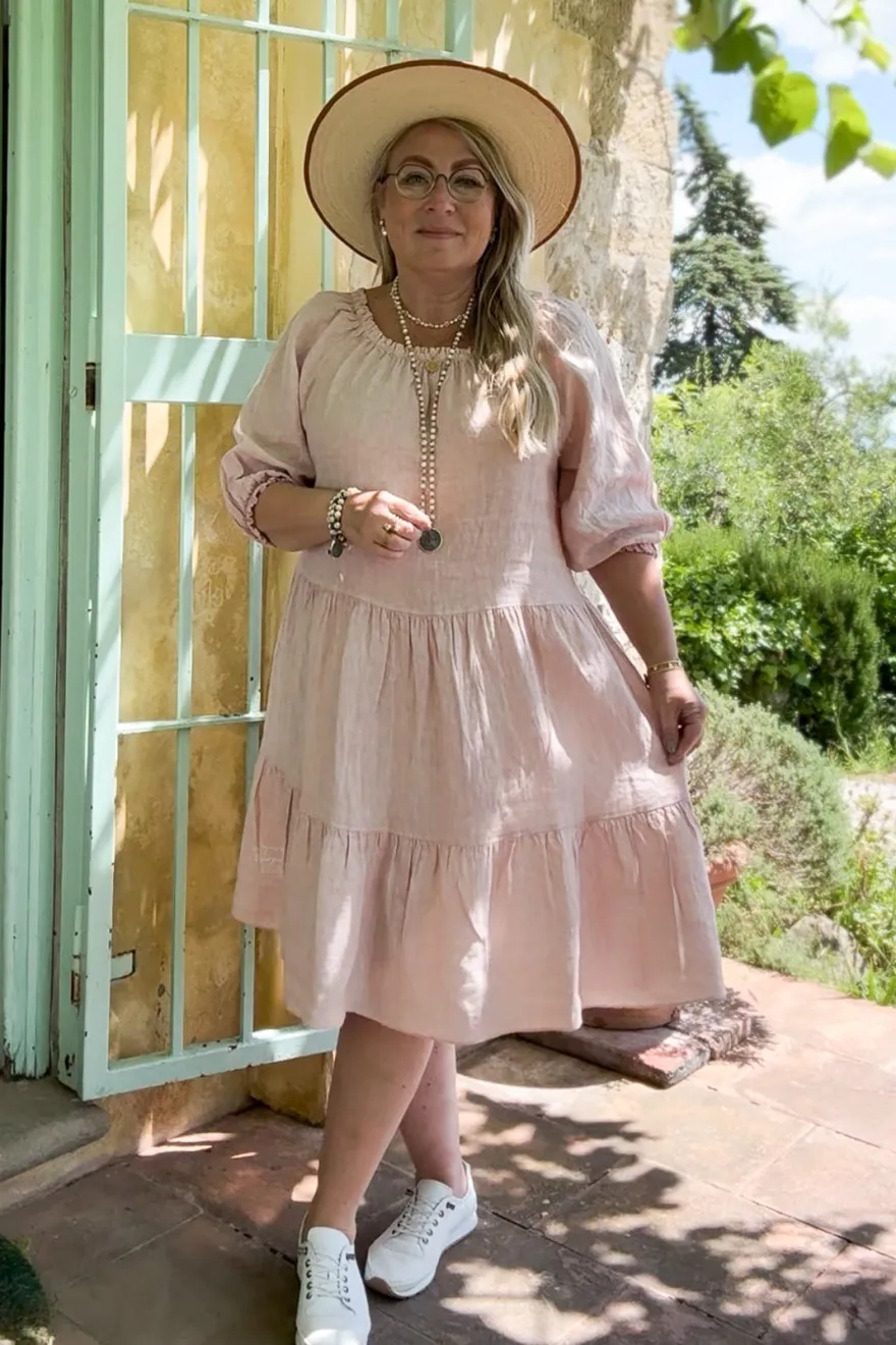 Abby pellavamekko, vaaleanpunainen