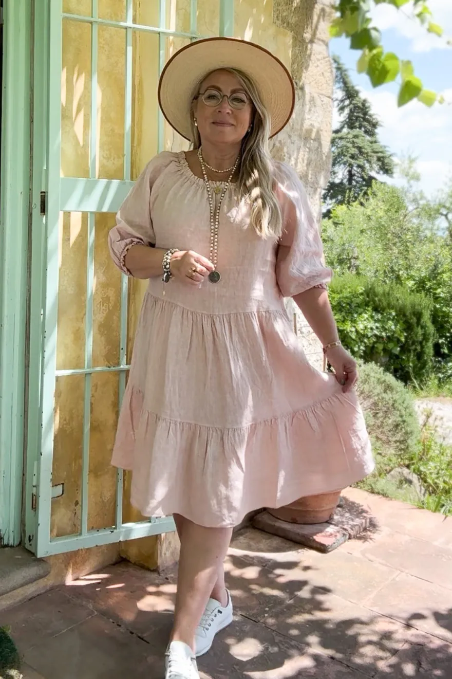 Abby pellavamekko, vaaleanpunainen