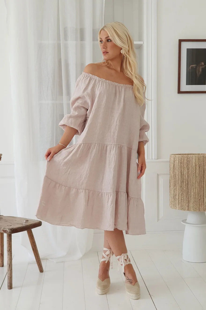 Abby pellavamekko, vaaleanpunainen