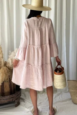 Addie pellavamekko, vaaleanpunainen