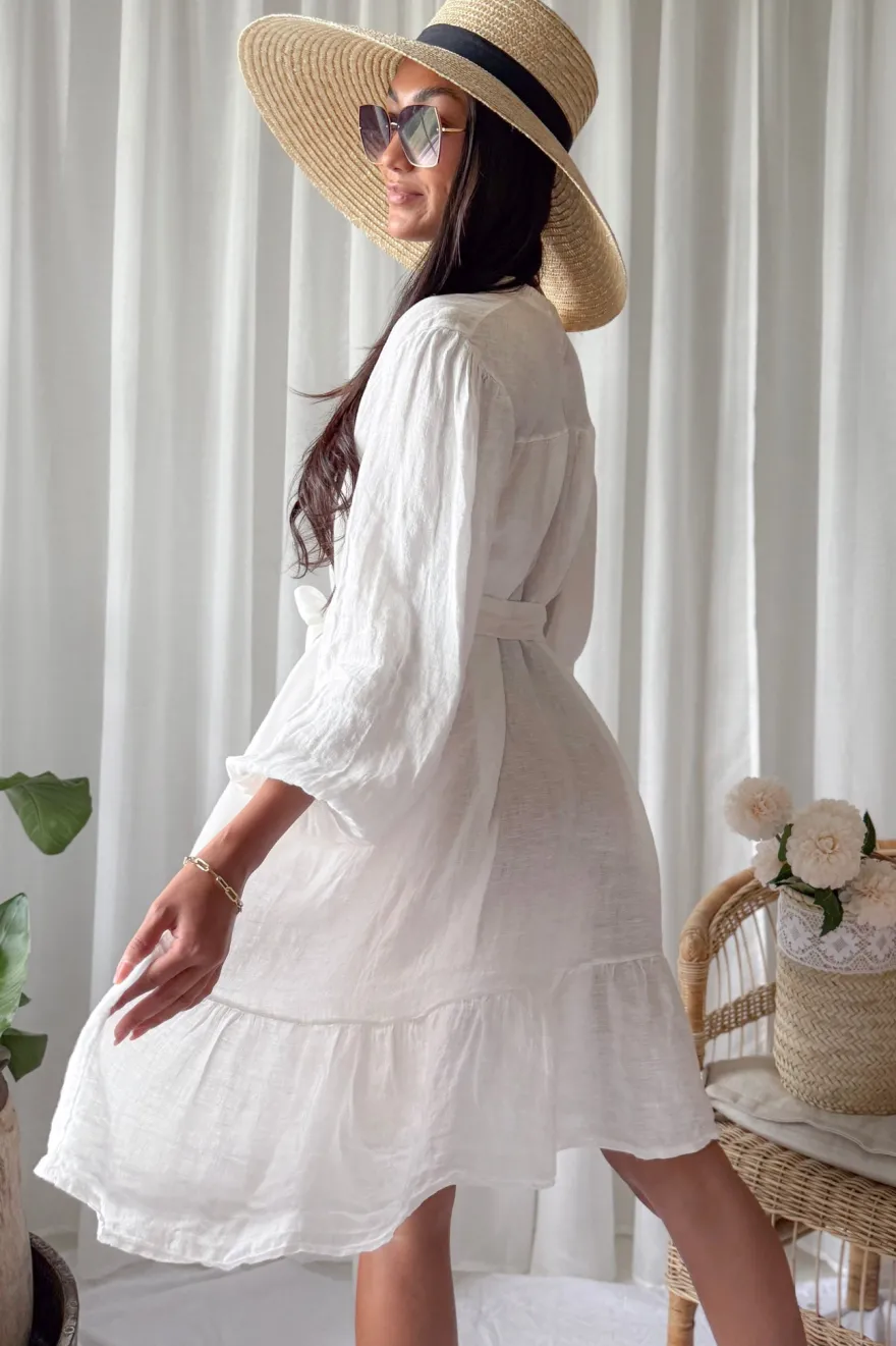 Aiyanna pellavamekko, valkoinen