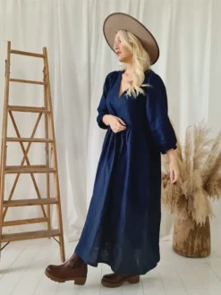Almira pellavamekko, navy sininen