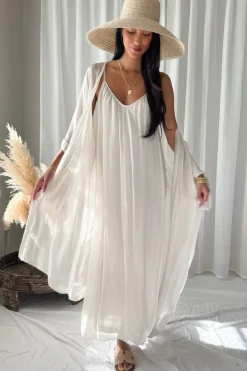Alyssa silkkiviskoosimekko, beige