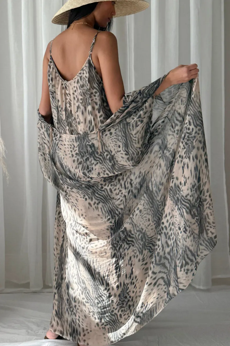Alyssa silkkiviskoosimekko, soft leo print