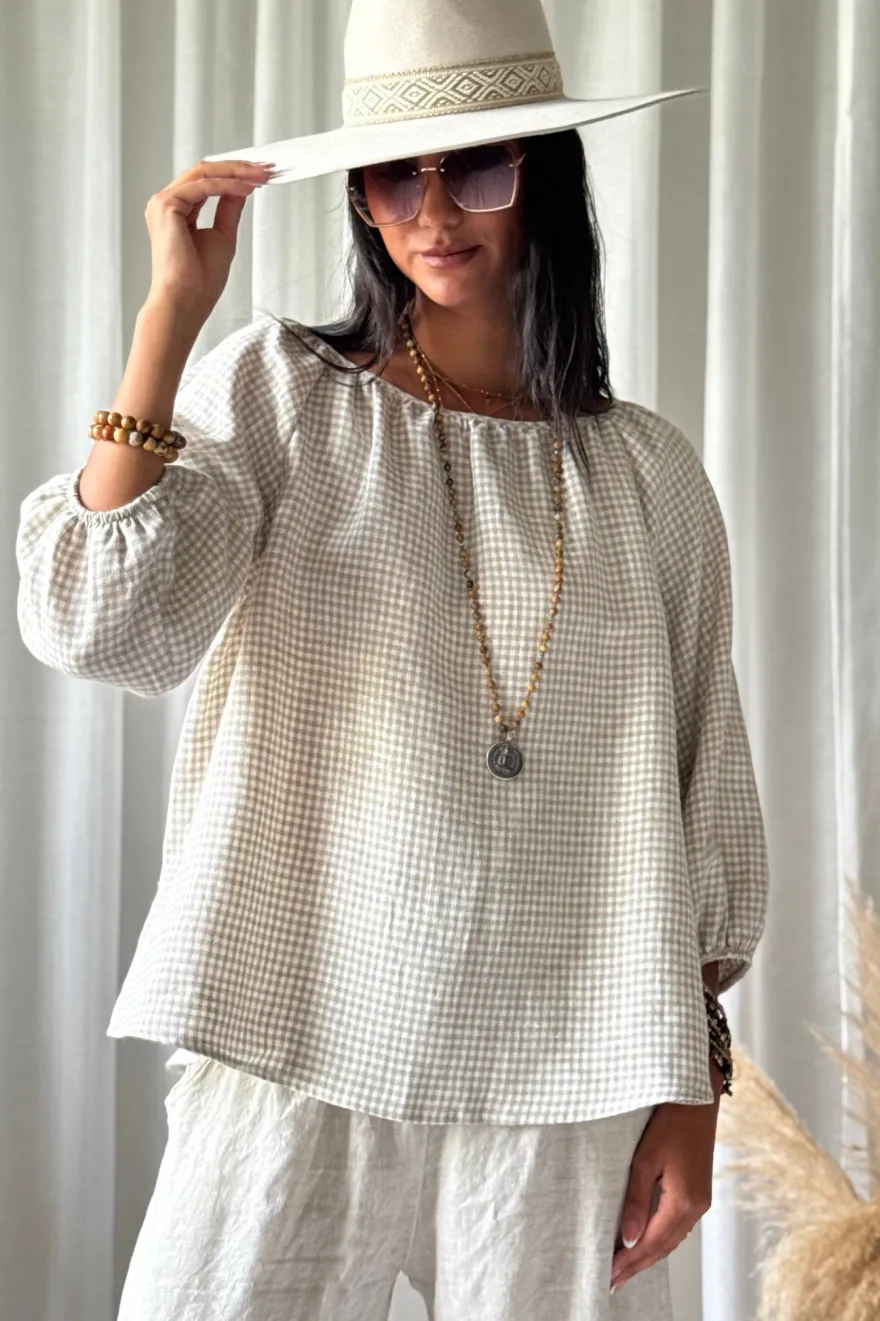 Analise pellavapaita, beige check