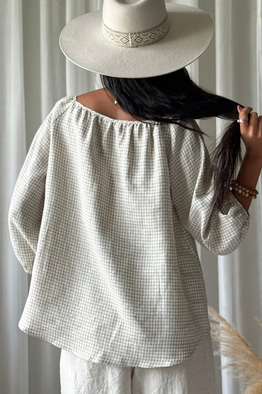 Analise pellavapaita, beige check