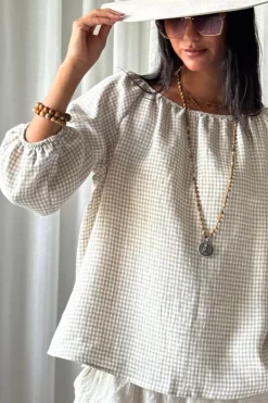 Analise pellavapaita, beige check