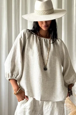 Analise pellavapaita, beige check