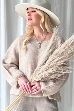 Angie alpakkaneule, beige