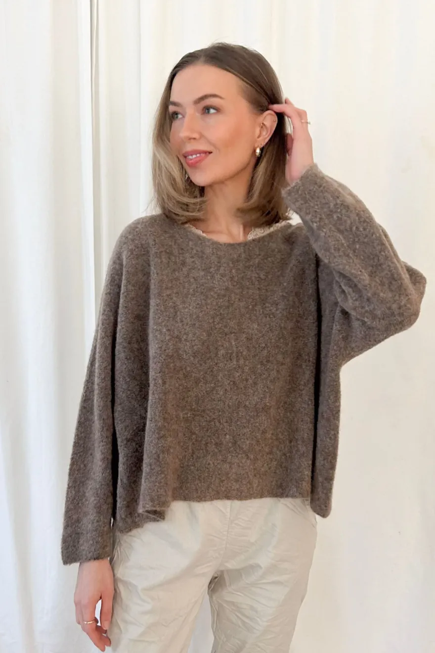 Angie alpakkaneule, taupe