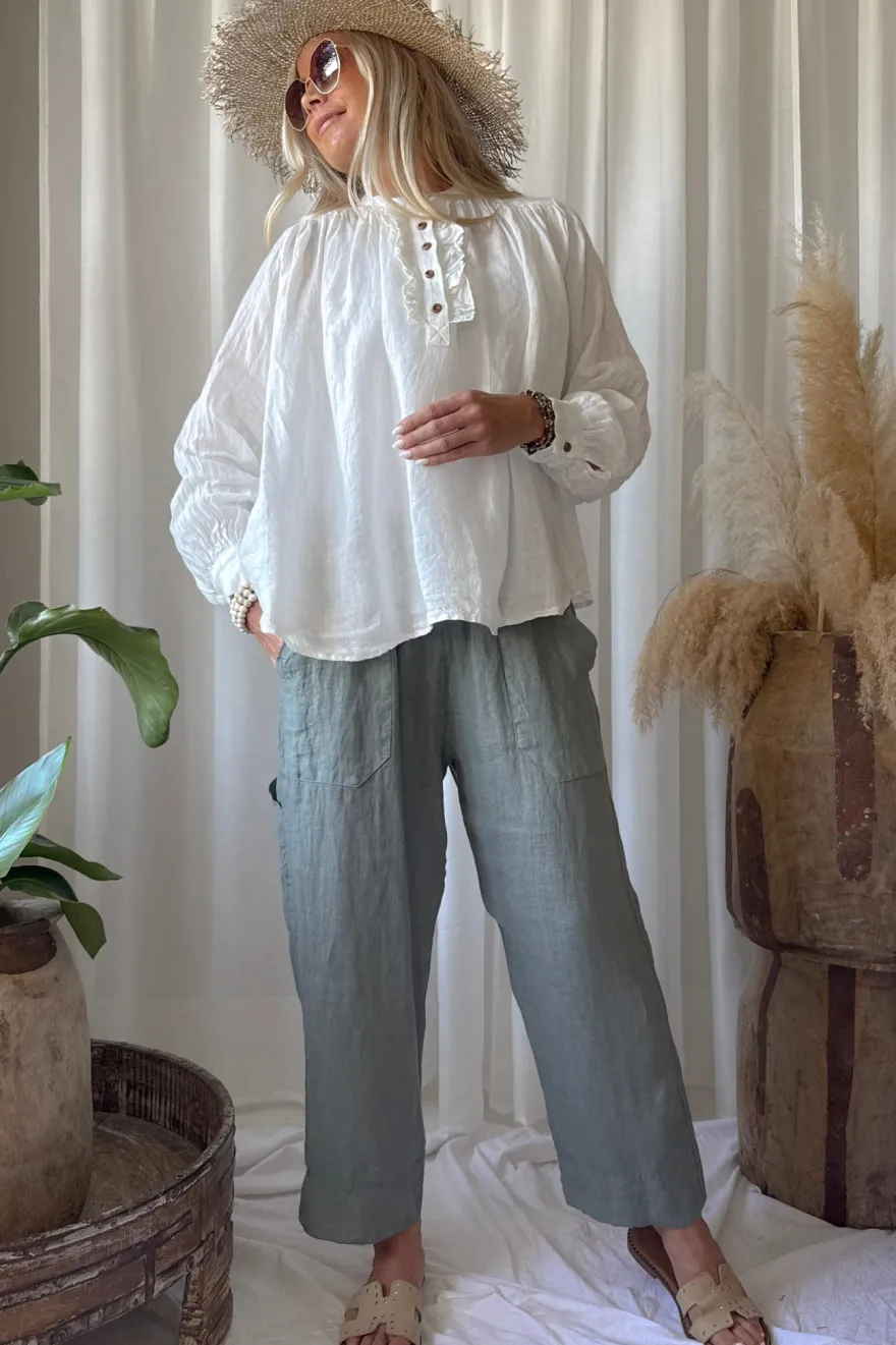 Baggy pellavahousut, camo