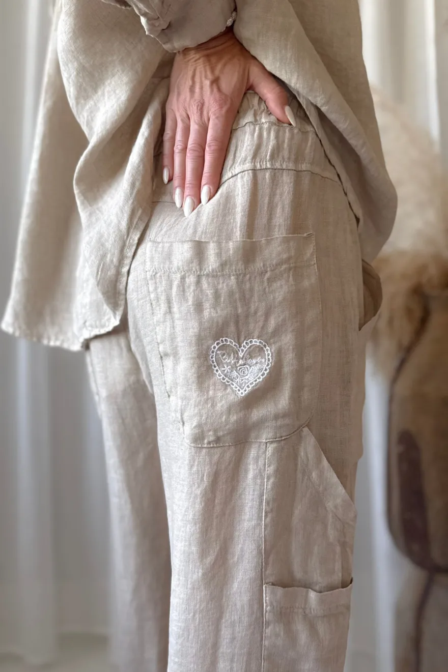 Baggy pellavahousut, cashmere