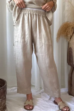 Baggy pellavahousut, cashmere
