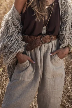 Baggy pellavahousut, cashmere