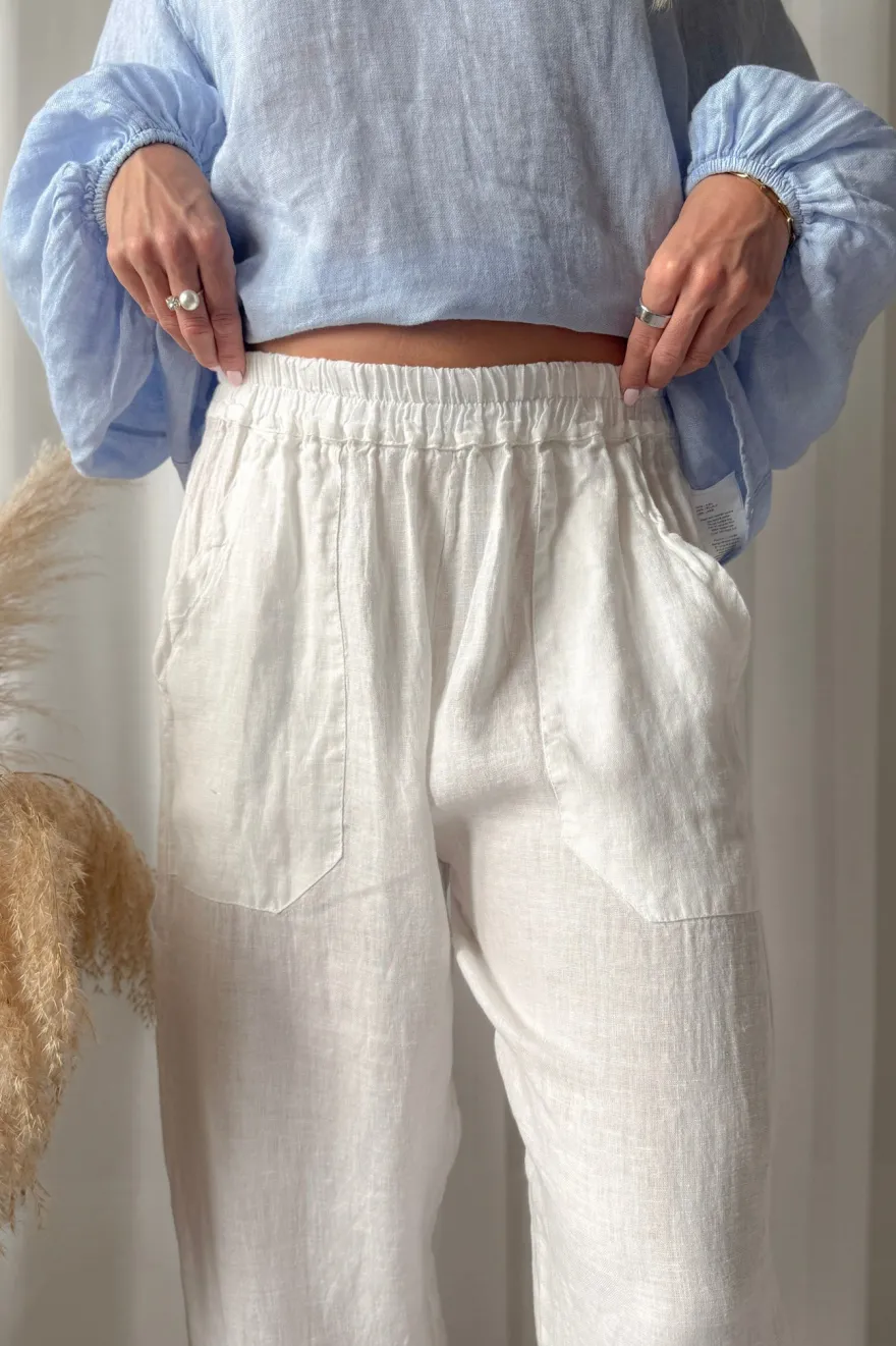 Baggy pellavahousut, valkoinen