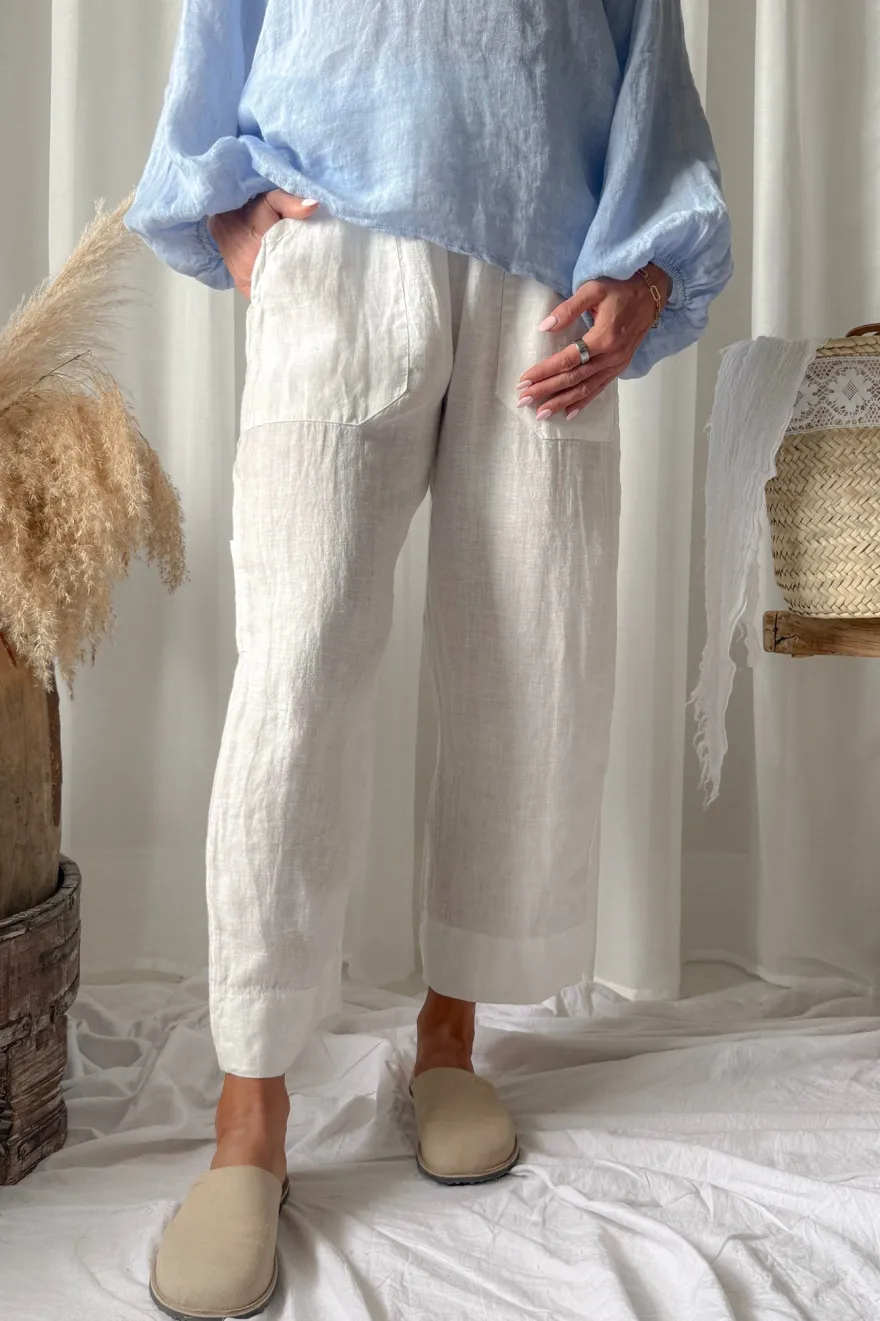Baggy pellavahousut, valkoinen