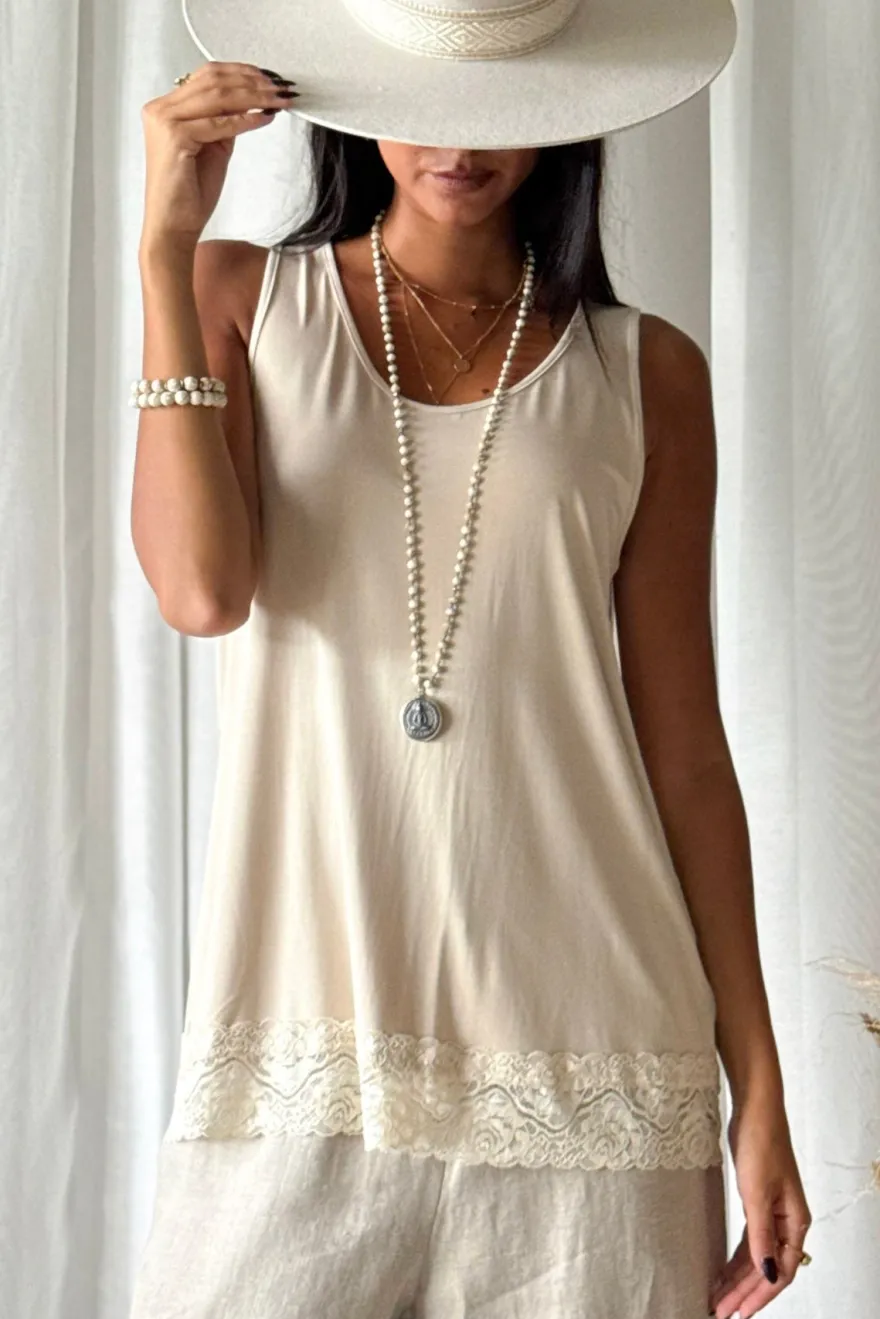 Bamboo Lace Daily toppi, beige