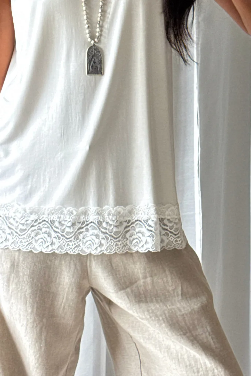 Bamboo Lace Daily toppi, valkoinen