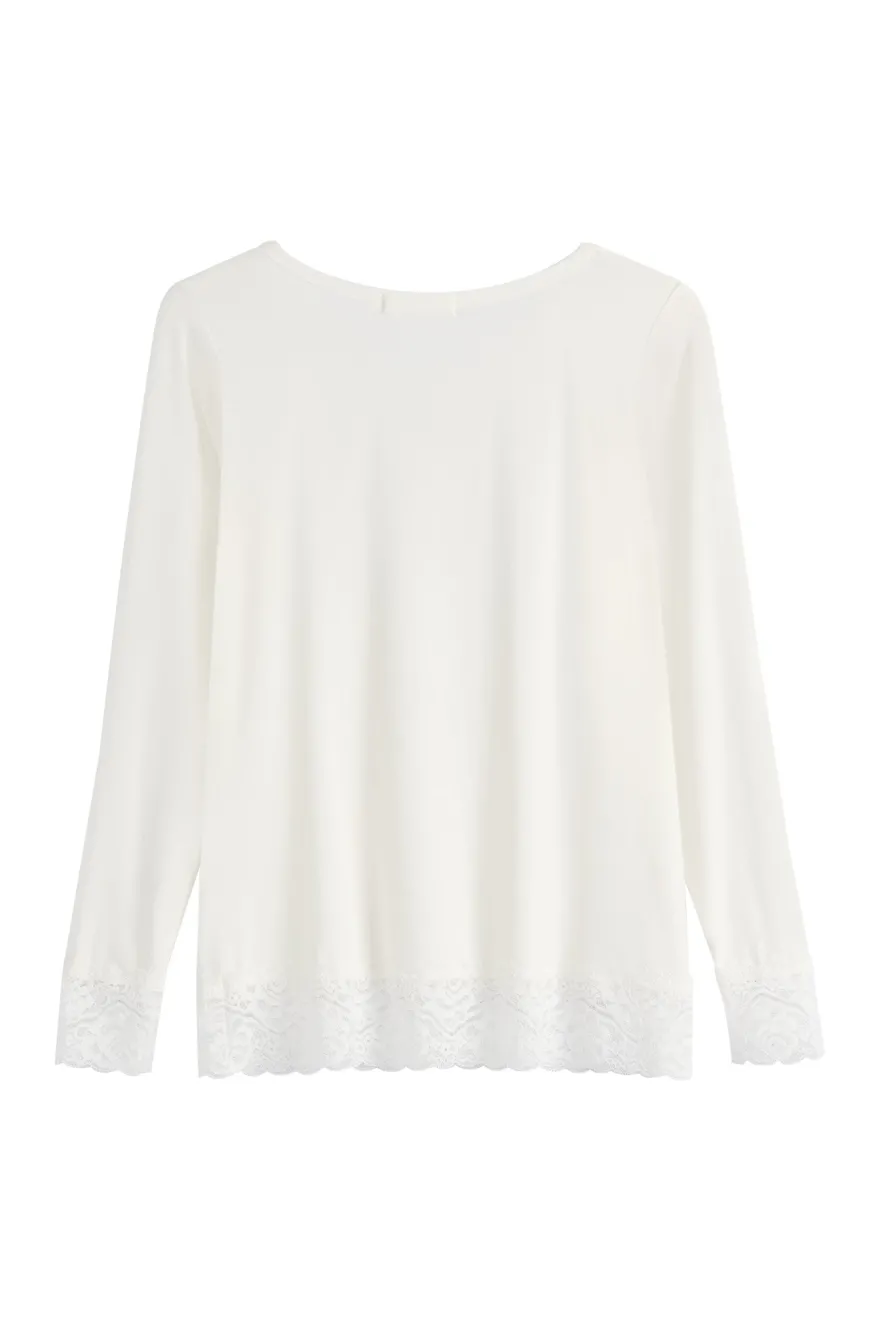 Bamboo Lace Divine pitkähihainen paita, valkoinen