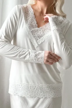 Bamboo Lace Divine pitkähihainen paita, valkoinen