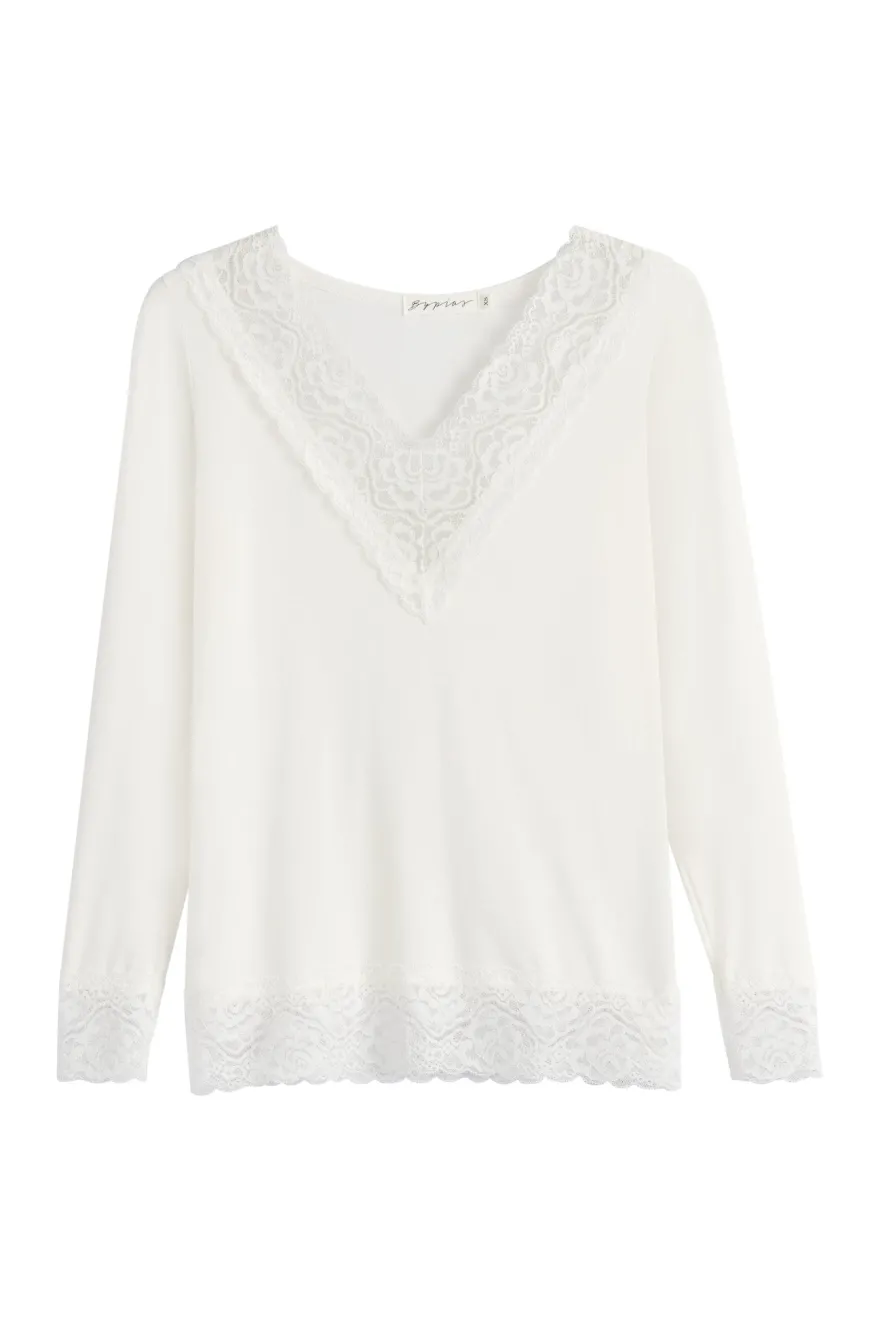 Bamboo Lace Divine pitkähihainen paita, valkoinen