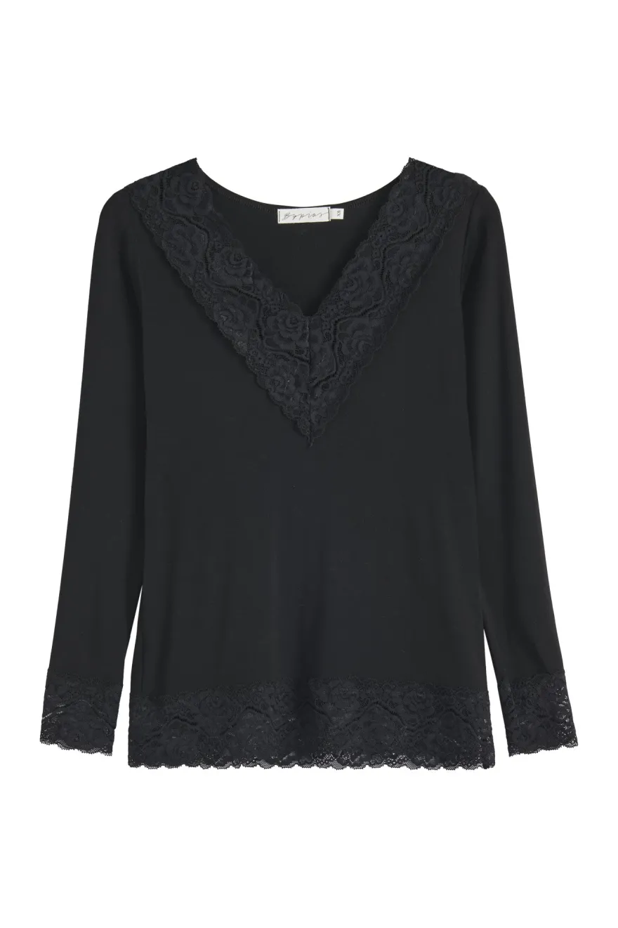 Bamboo Lace Divine pitkähihainen paita, musta