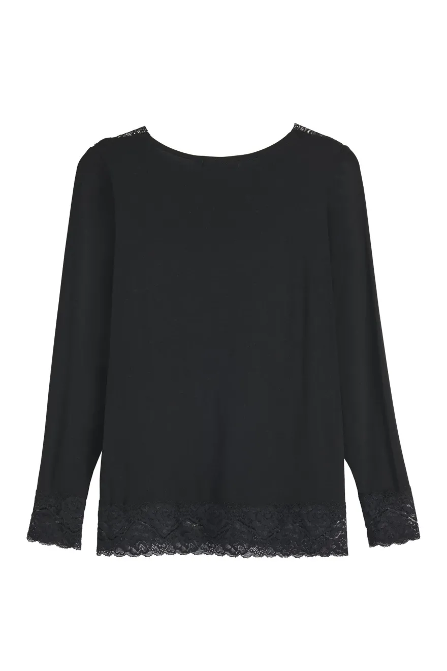 Bamboo Lace Divine pitkähihainen paita, musta