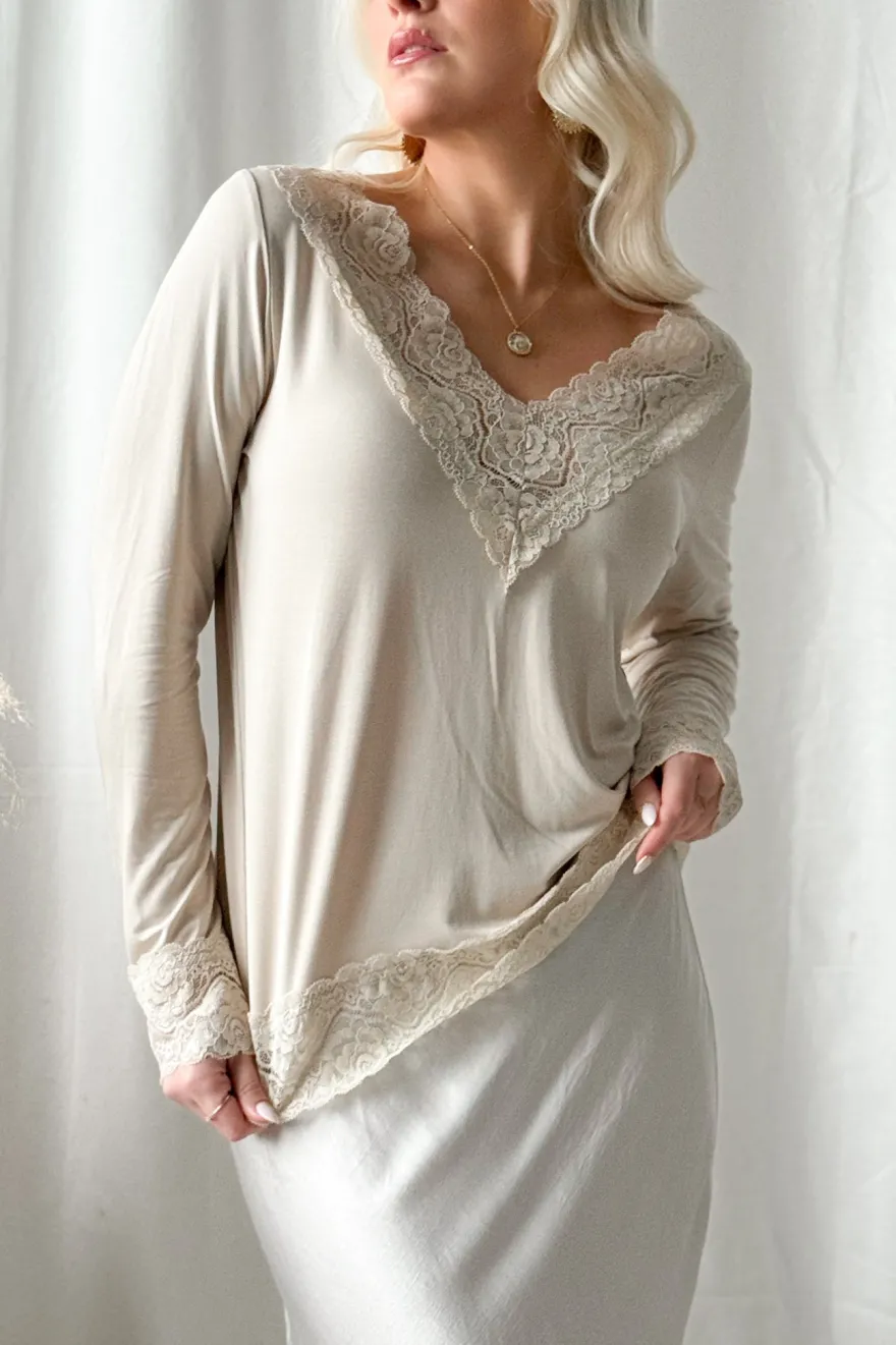 Bamboo Lace Divine pitkähihainen paita, beige