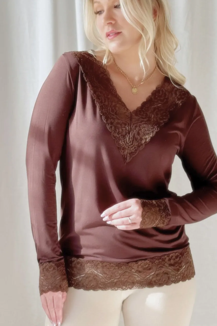 Bamboo Lace Divine pitkähihainen paita, coffee