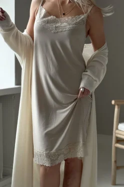 Bamboo Lace Joice slip mekko, beige