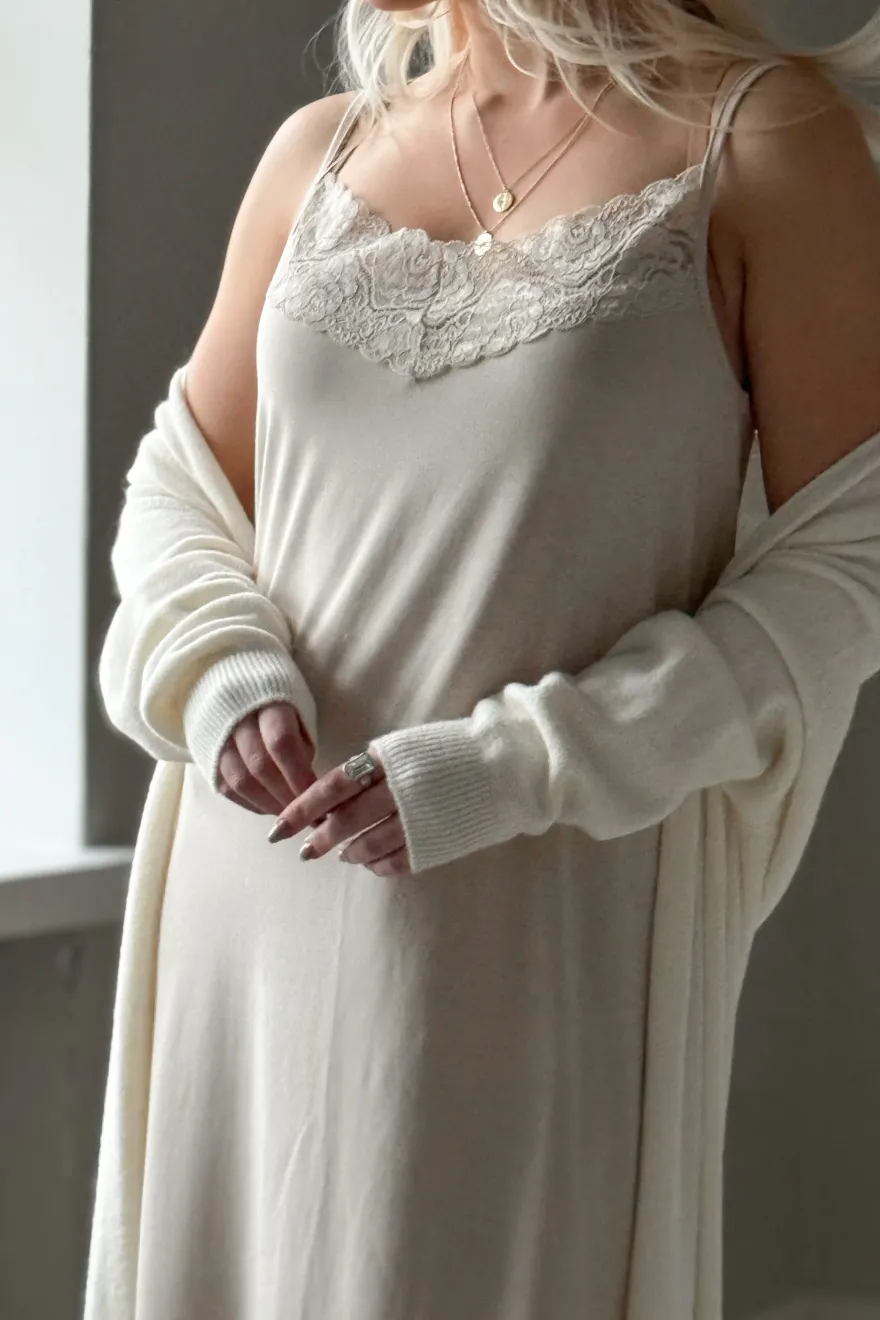 Bamboo Lace Joice slip mekko, beige