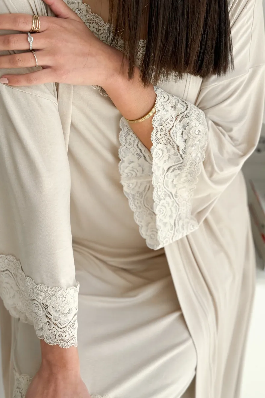 Bamboo Lace kimono, beige