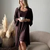 Bamboo Lace kimono, coffee