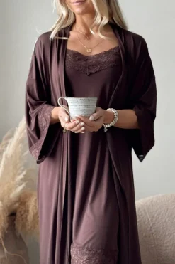 Bamboo Lace kimono, coffee