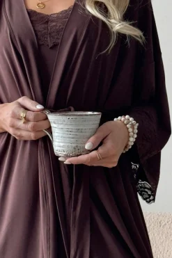 Bamboo Lace kimono, coffee