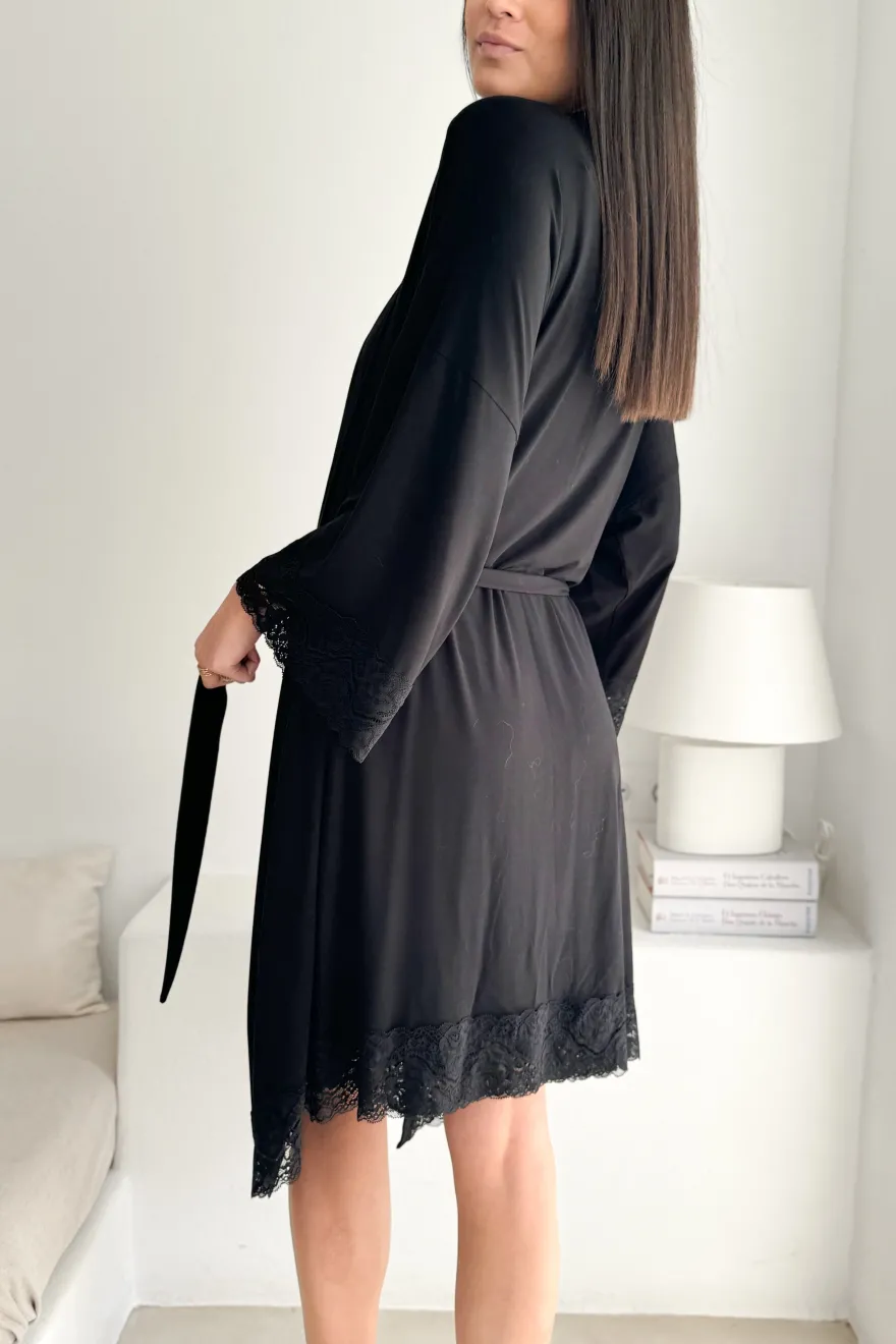 Bamboo Lace kimono, musta