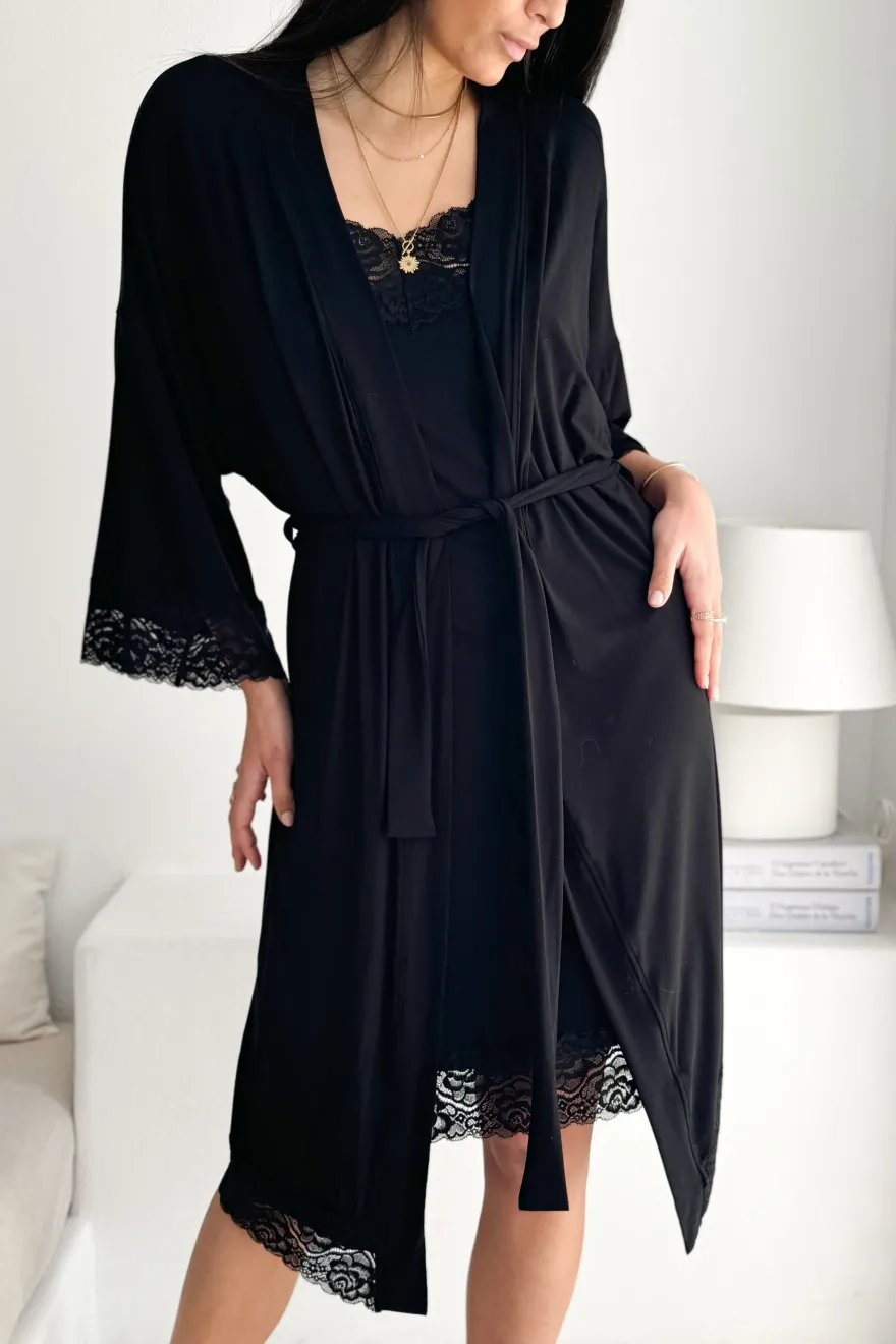 Bamboo Lace kimono, musta