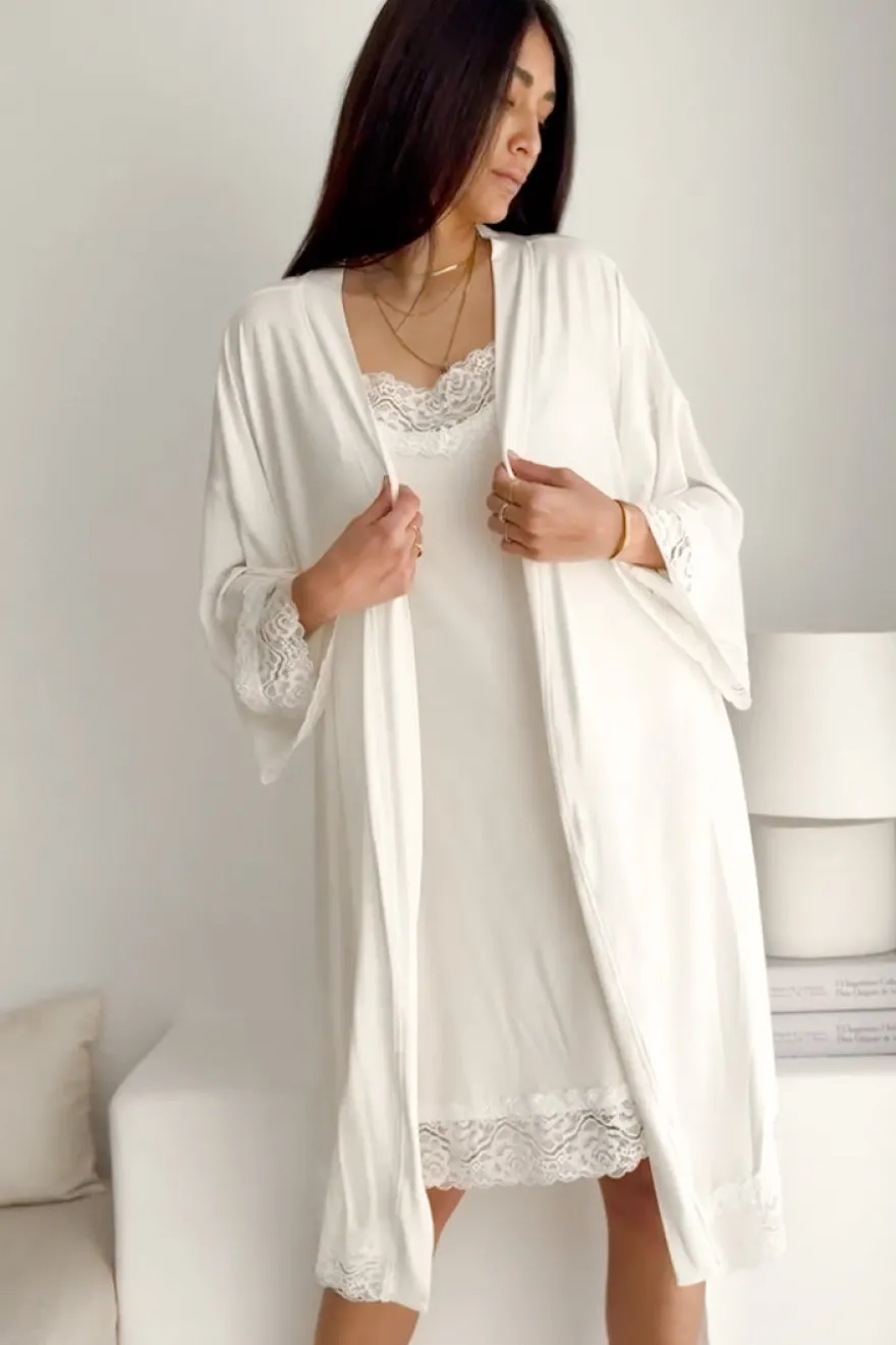 Bamboo Lace kimono, valkoinen