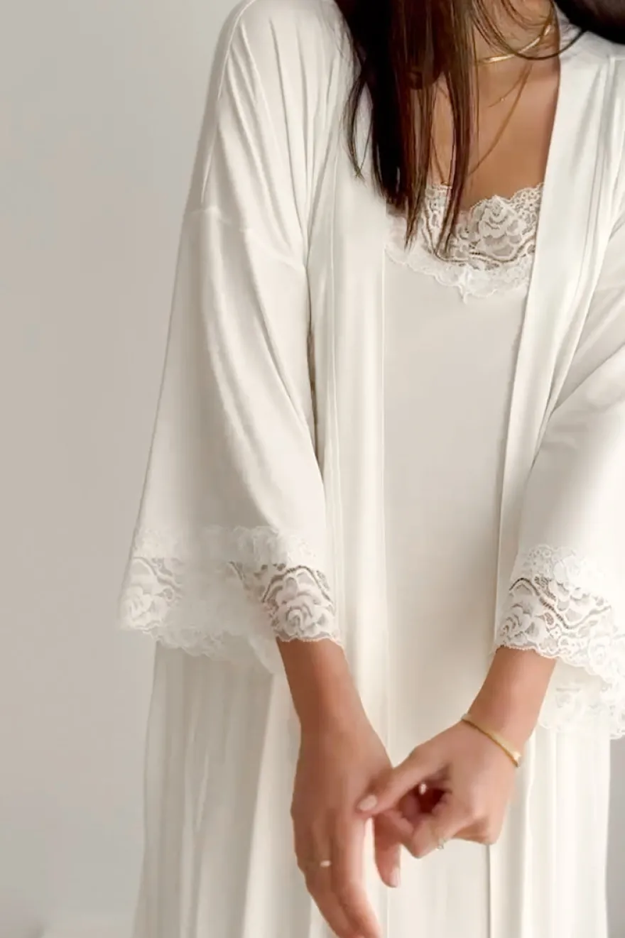 Bamboo Lace kimono, valkoinen