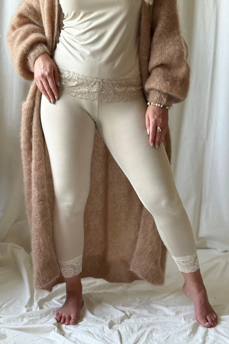 Bamboo Lace leggingsit, beige