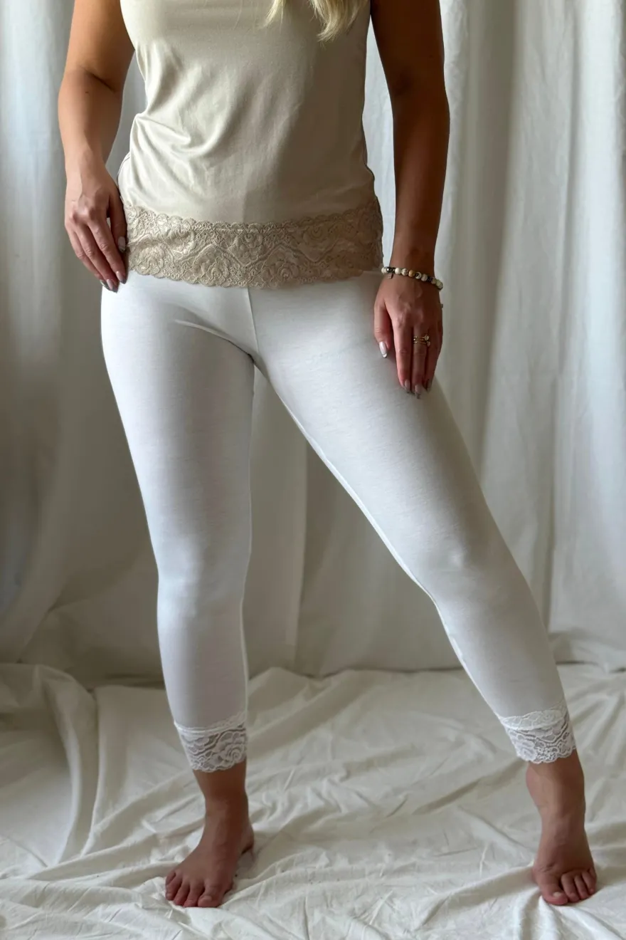 Bamboo Lace leggingsit, valkoinen