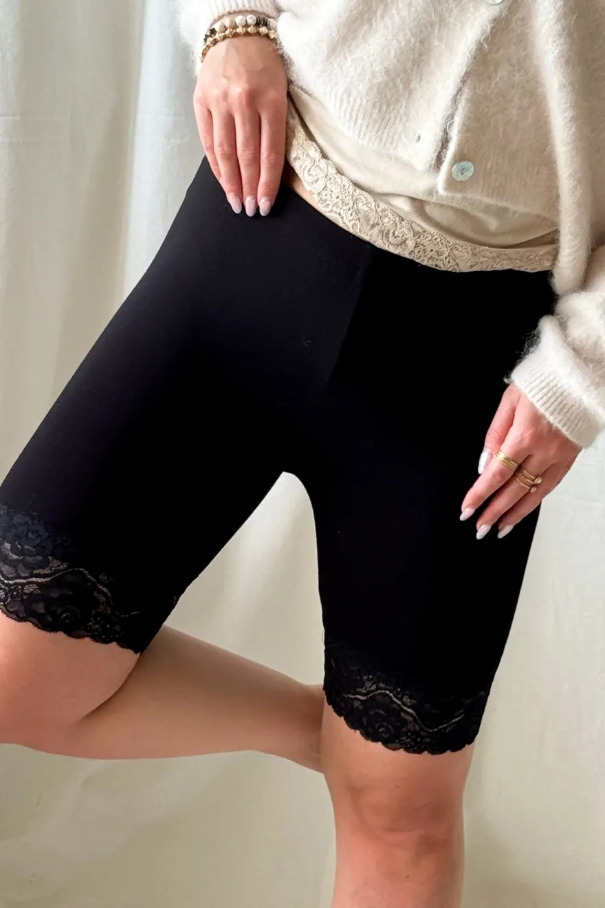 Bamboo Lace pyöräilyshortsit, musta