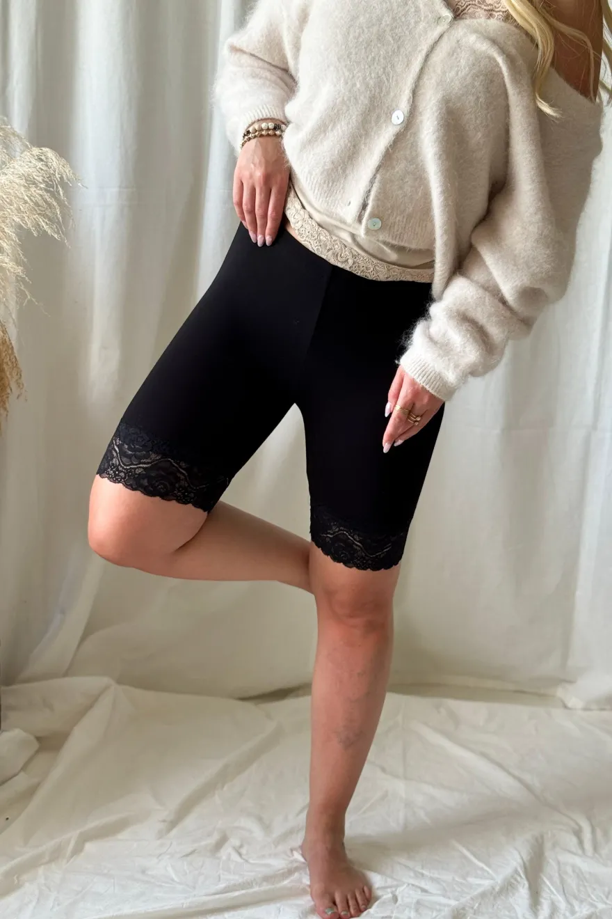 Bamboo Lace pyöräilyshortsit, musta