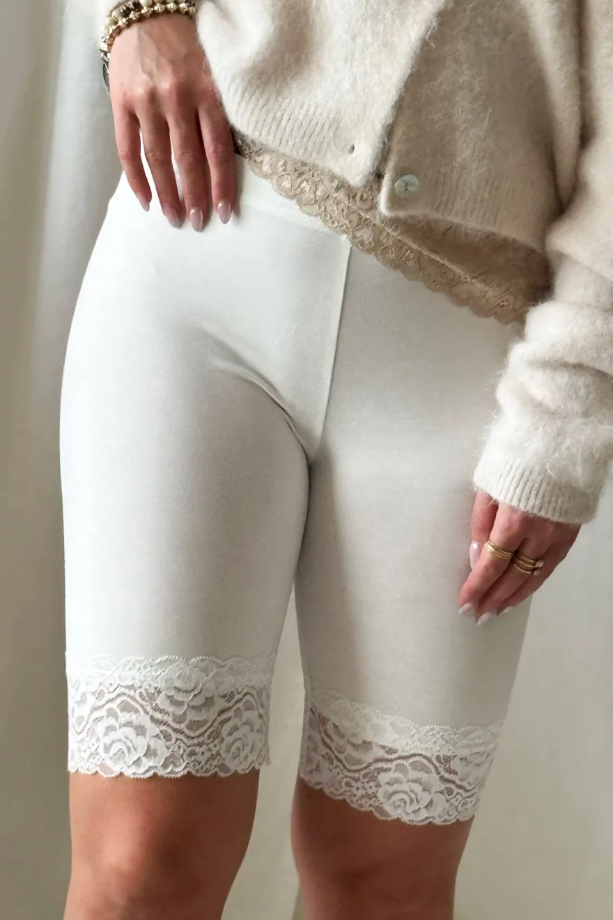 Bamboo Lace pyöräilyshortsit, valkoinen