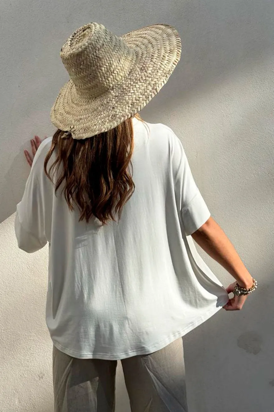 Bamboo oversized t-paita, valkoinen