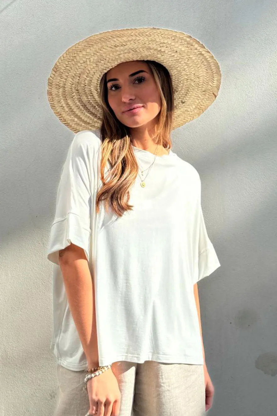 Bamboo oversized t-paita, valkoinen