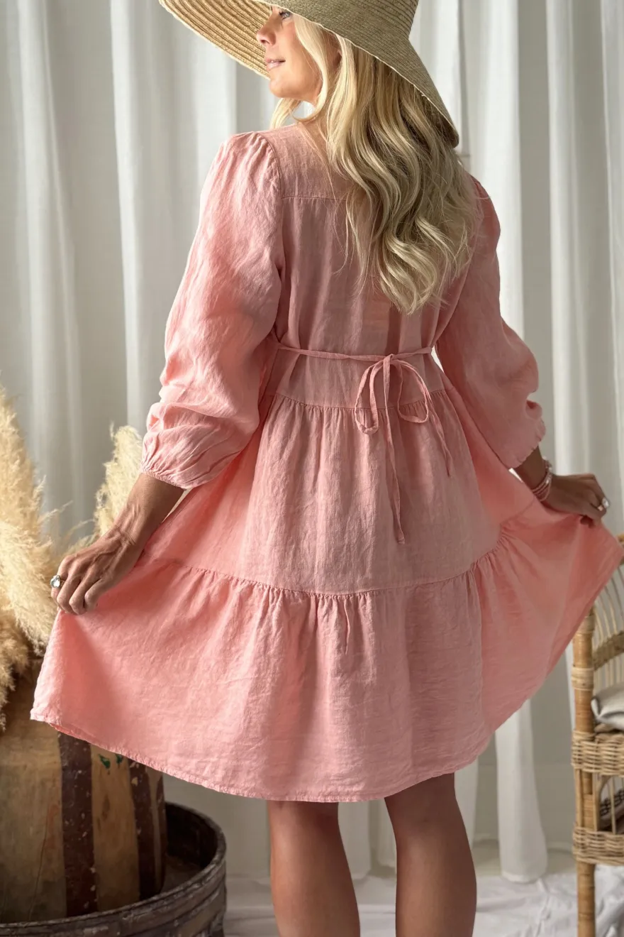 Belle pellavamekko, baby pink