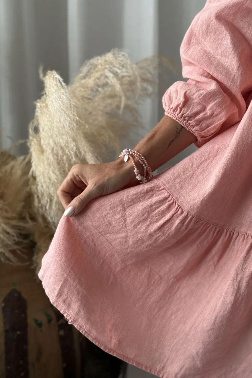 Belle pellavamekko, baby pink