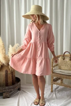 Belle pellavamekko, baby pink
