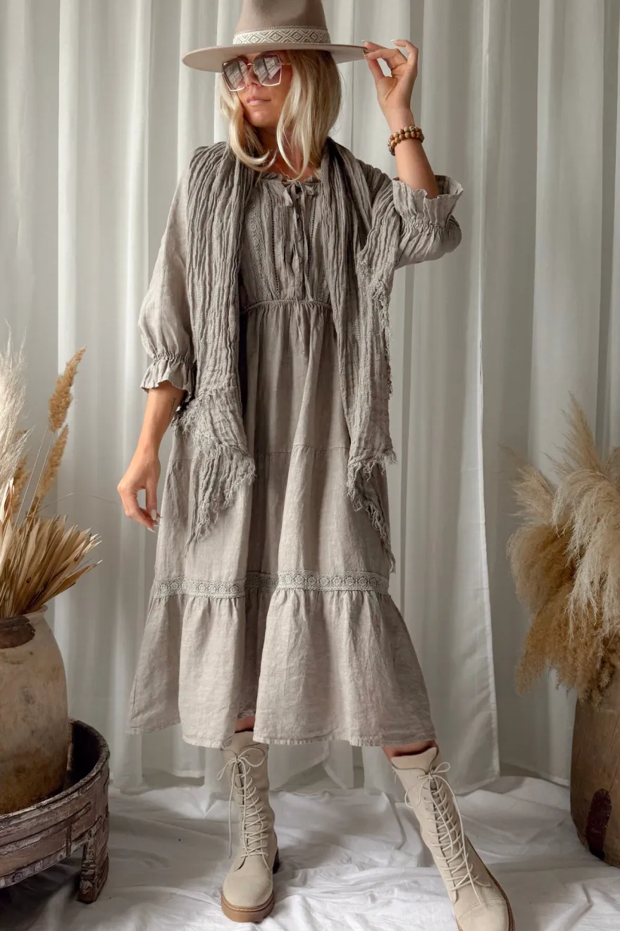 Beth Ellen pellavamekko, taupe